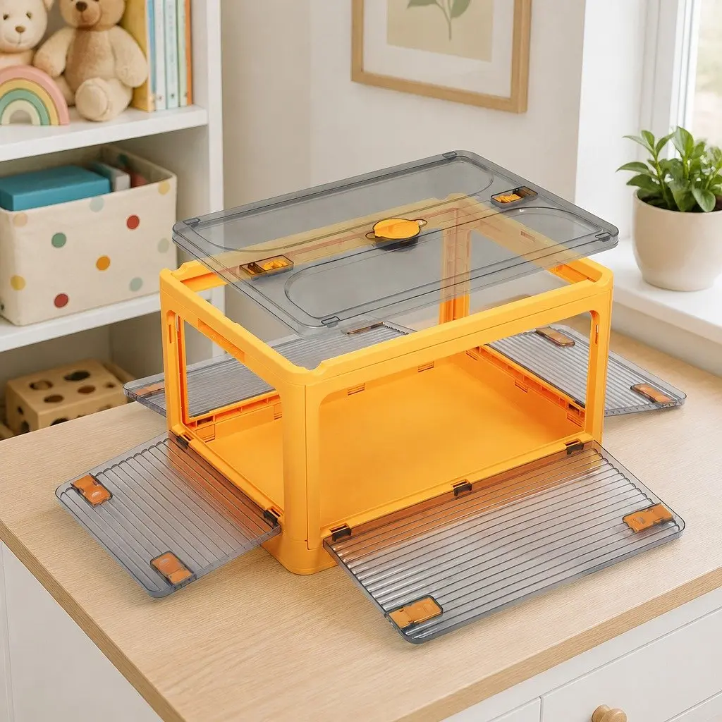 Stackable Storage Container Plastic Small Orange