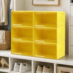 Stackable Sneaker Display Case Drop Front Clear Door Shoe Storage Organiser