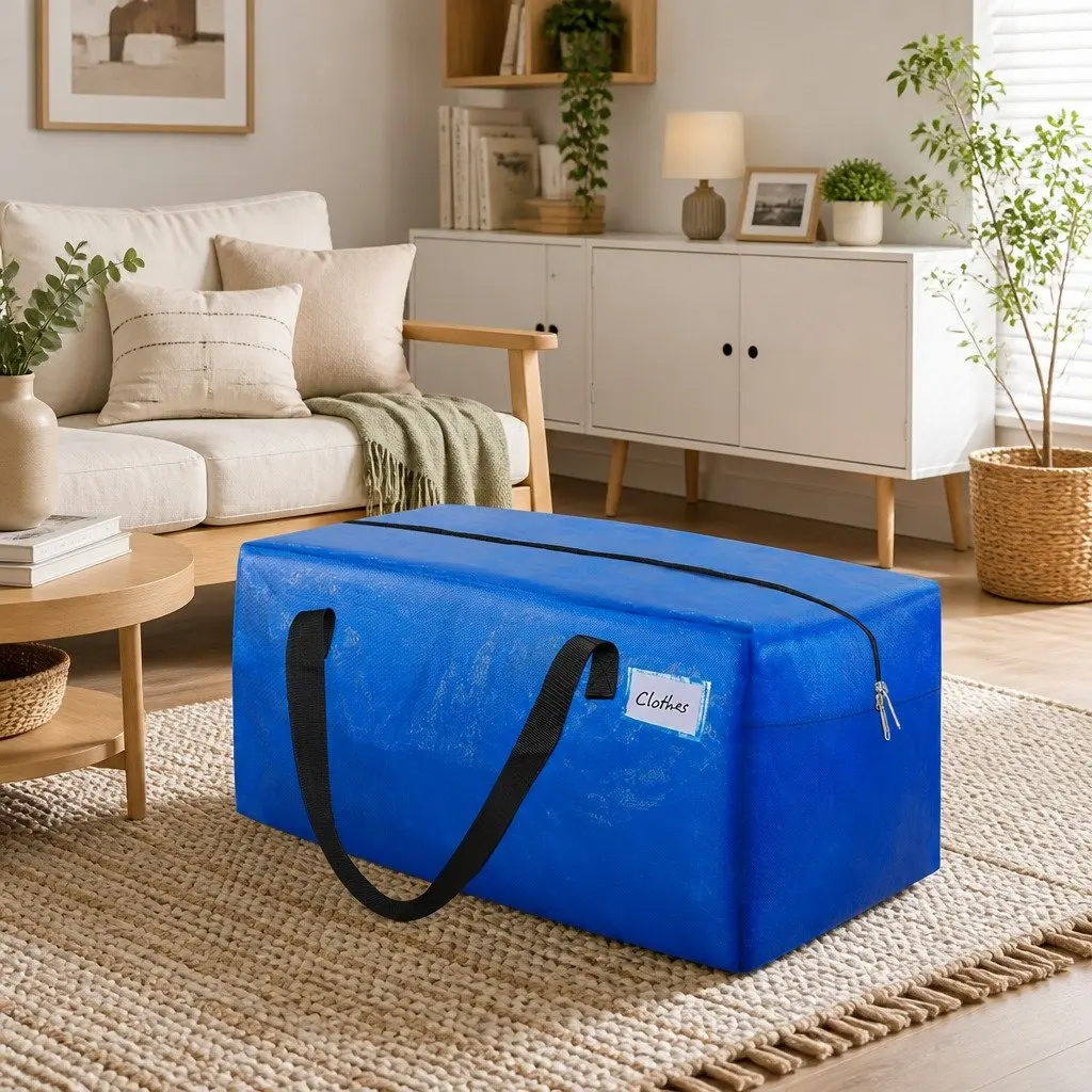 Moving Storage Bags Heavy Duty Waterproof 74cm x 38cm x 33cm Blue 6 Pack