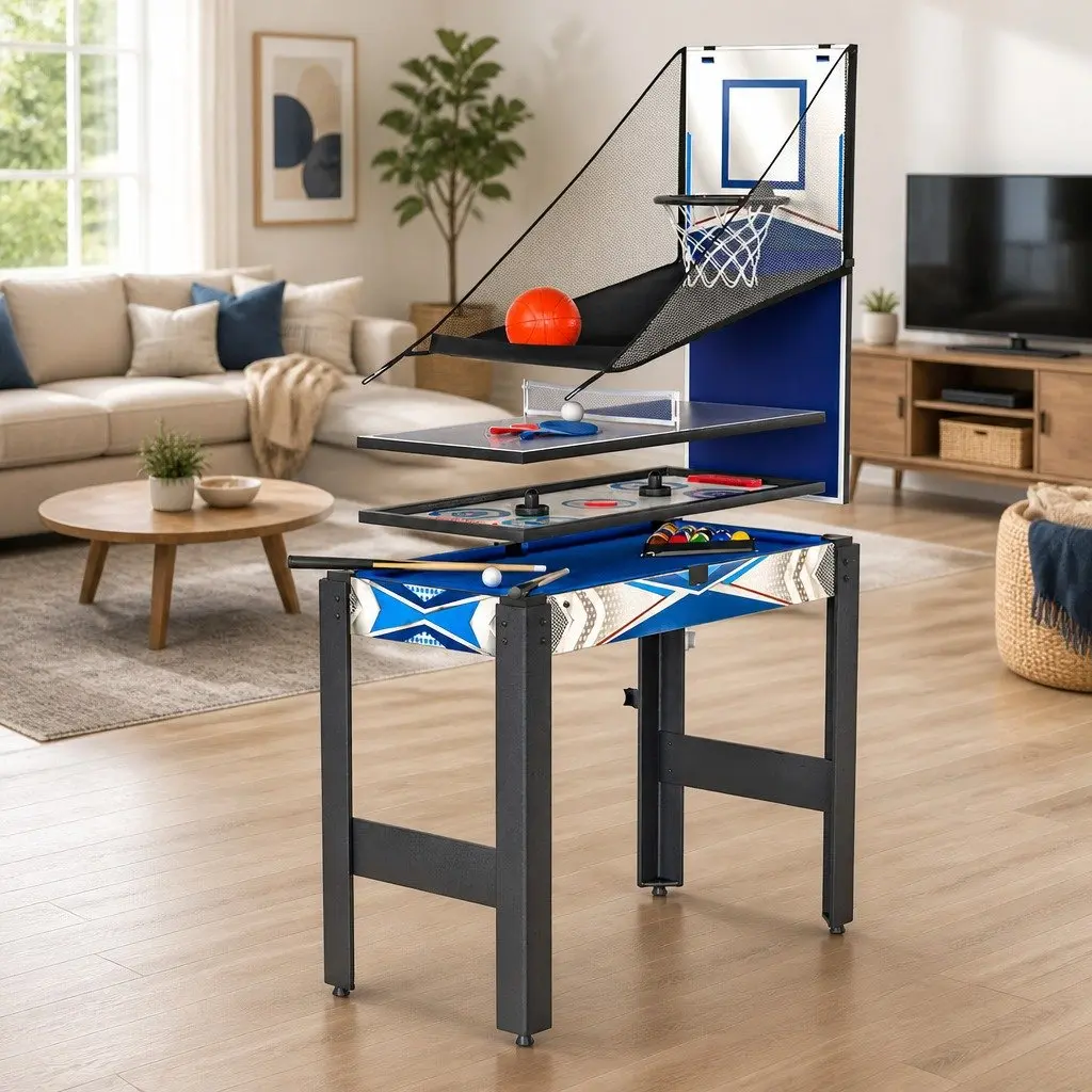 5-In-1 Game Table Pool Tennis Air Hockey Basketball Archery Entertainment Family