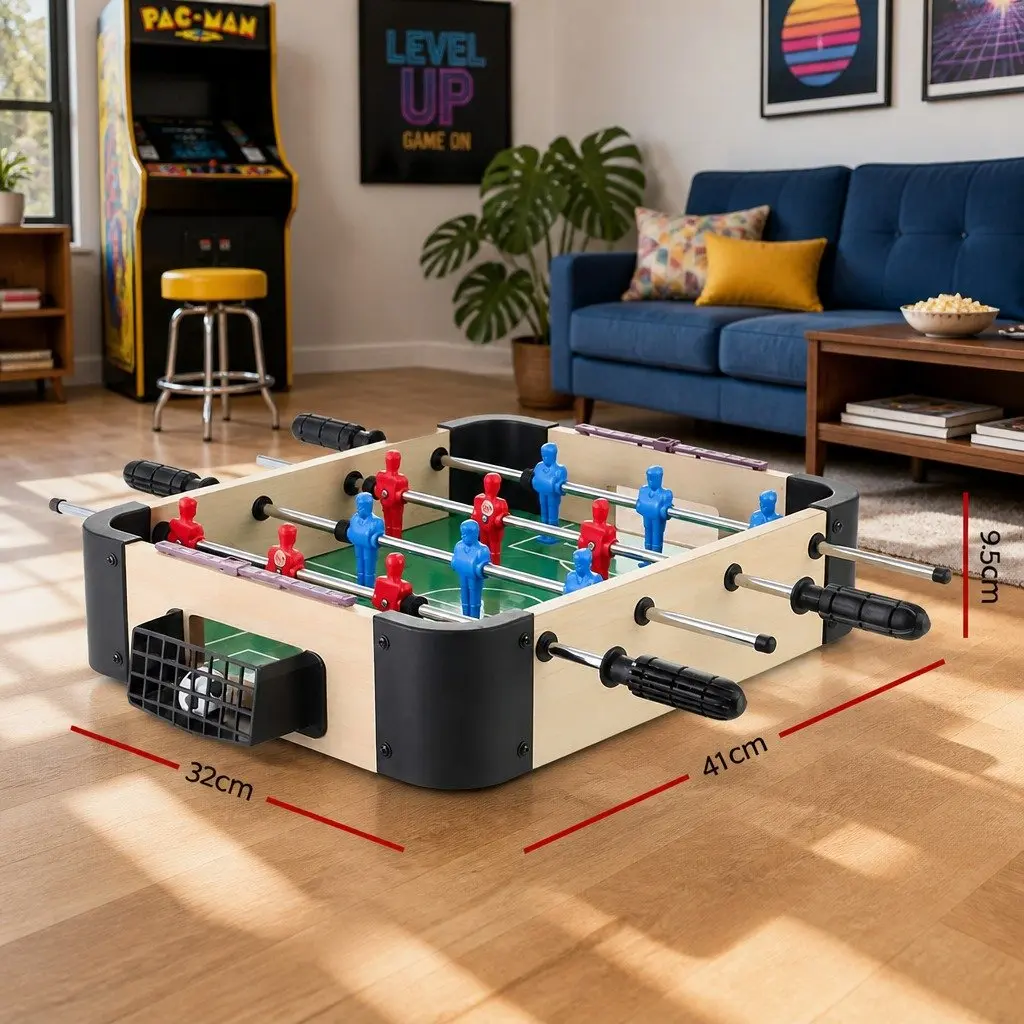 Mini Foosball Table MDF Portable Compact Tabletop Game for Family Parties Kids Entertainment