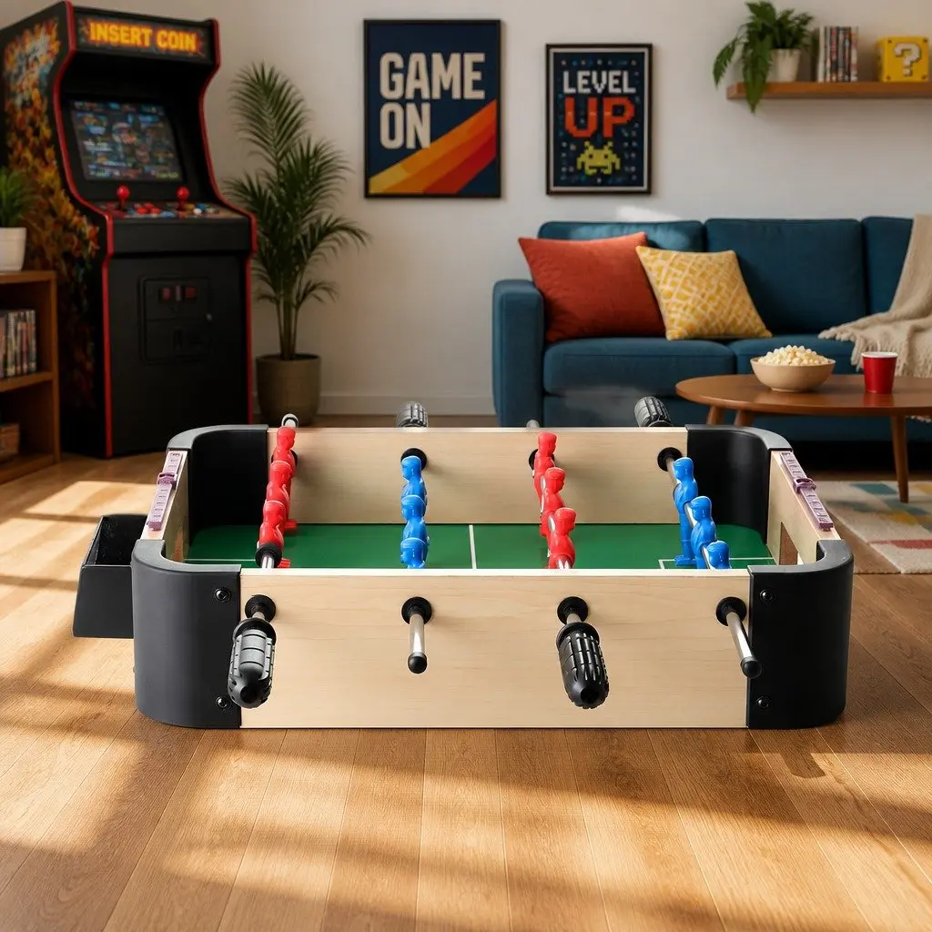 Mini Foosball Table MDF Portable Compact Tabletop Game for Family Parties Kids Entertainment