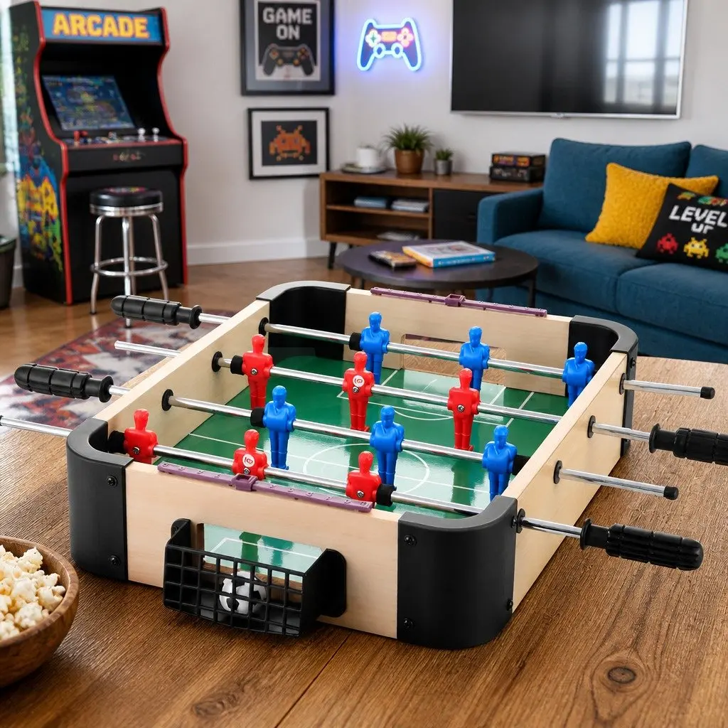 Mini Foosball Table MDF Portable Compact Tabletop Game for Family Parties Kids Entertainment