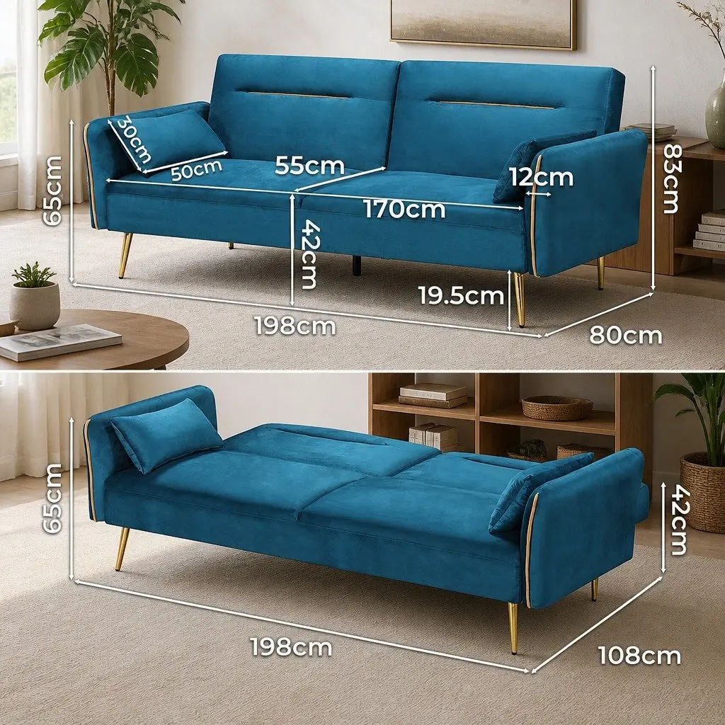 3-Seater Convertible Sofa Bed with Adjustable Backrest