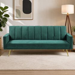 3 Seater Convertible Sofa Bed Recliner Lounge Sleeper Couch Green