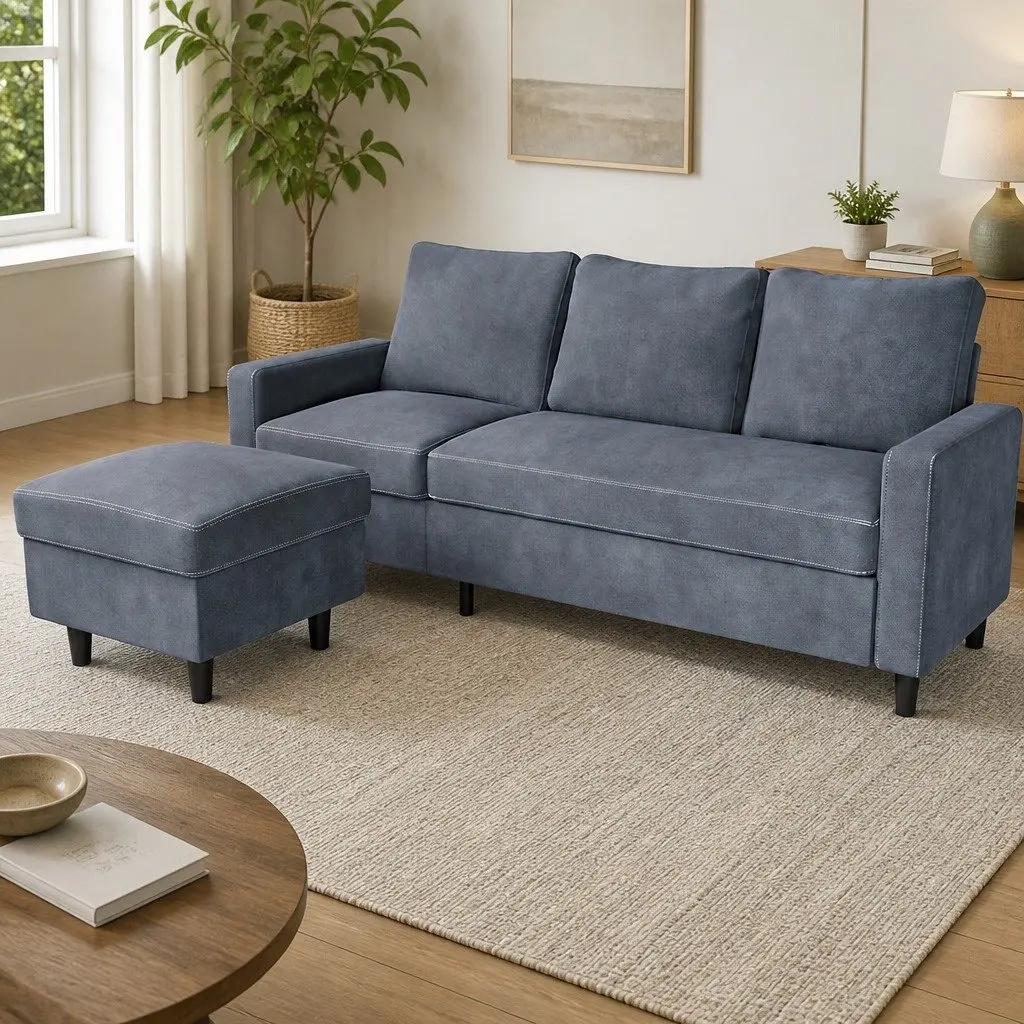 L-Shaped Sectional Sofa with Ottoman