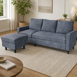 L-Shaped Sectional Sofa Lounge Chaise Set with Detachable Ottoman Convertible