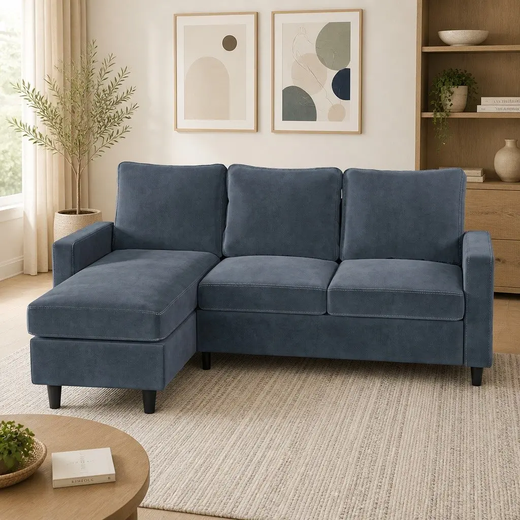L-Shaped Sectional Sofa with Ottoman