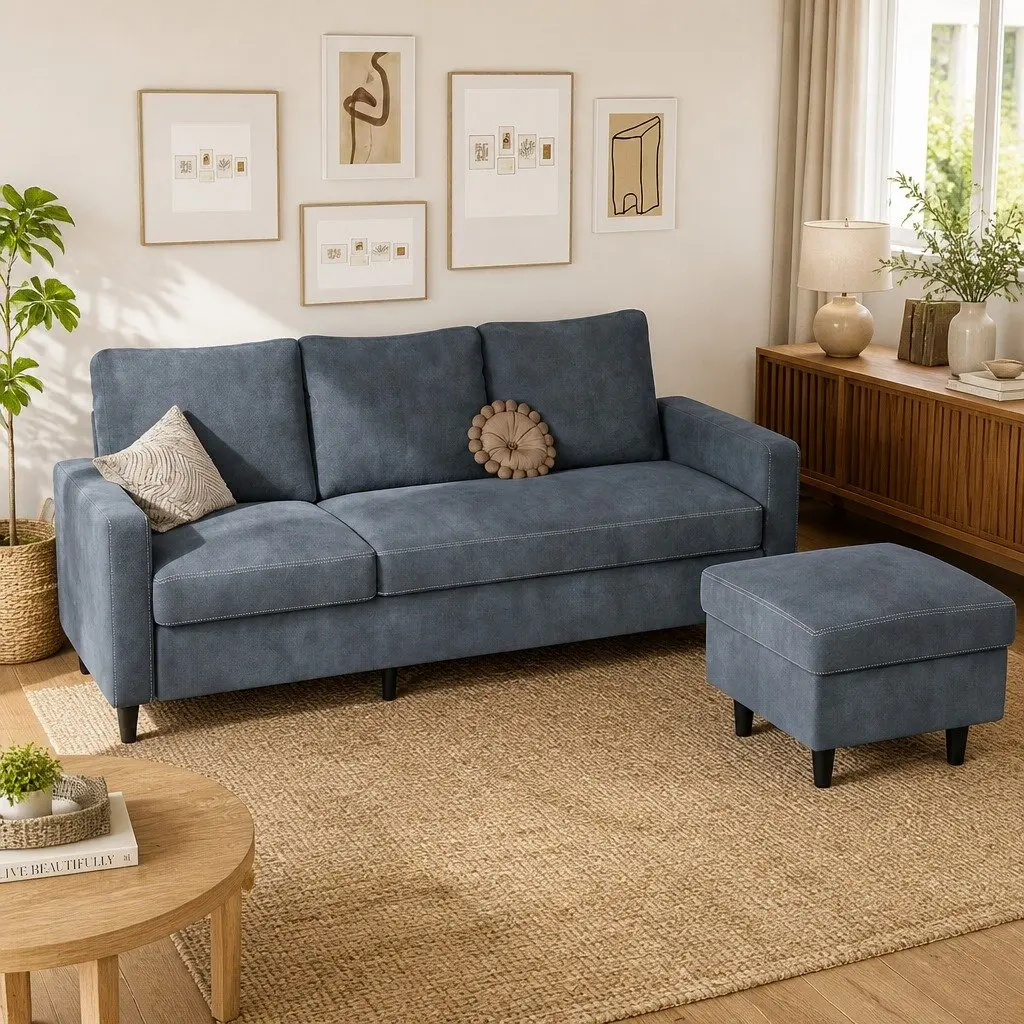 L-Shaped Sectional Sofa with Ottoman