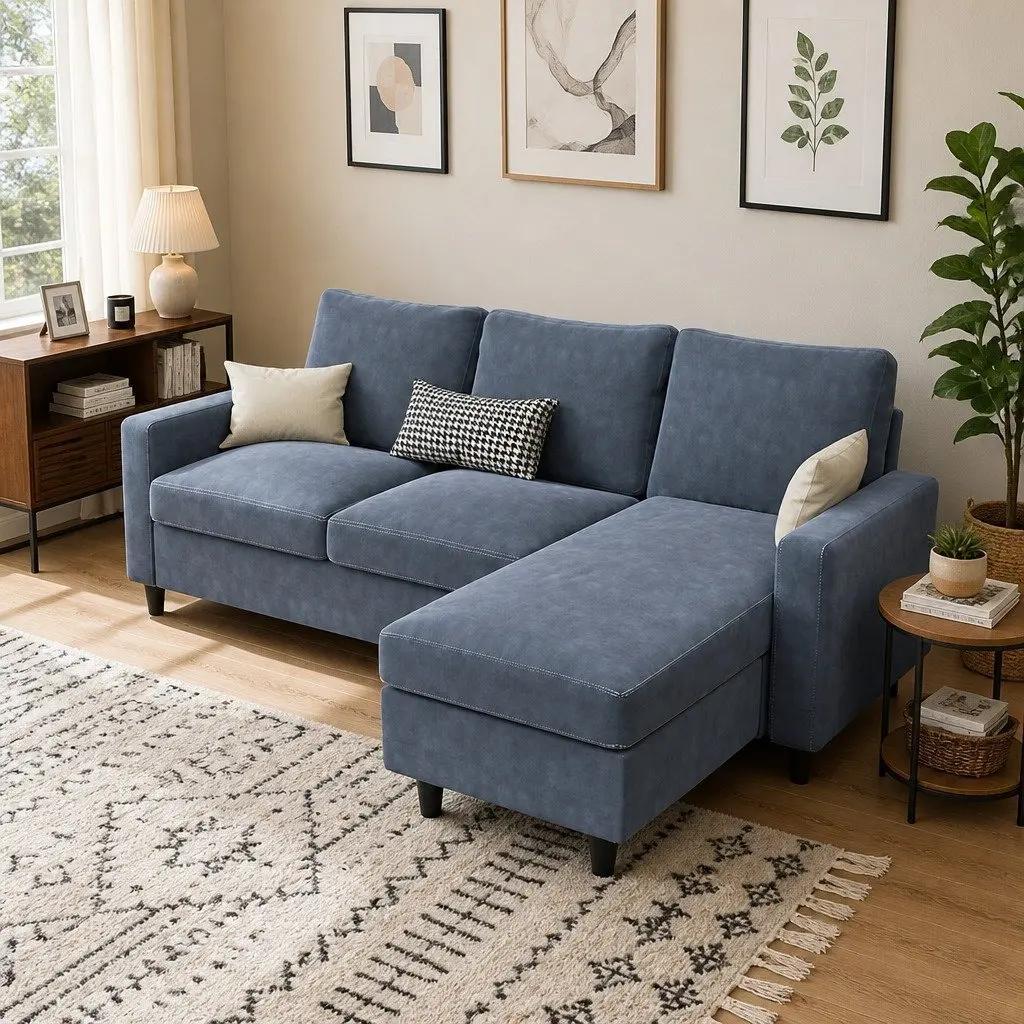 L-Shaped Sectional Sofa with Ottoman