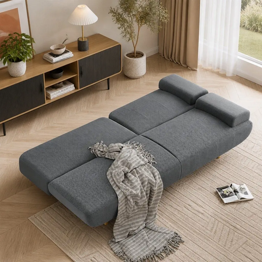 Convertible Sofa Bed with USB Charging Grey