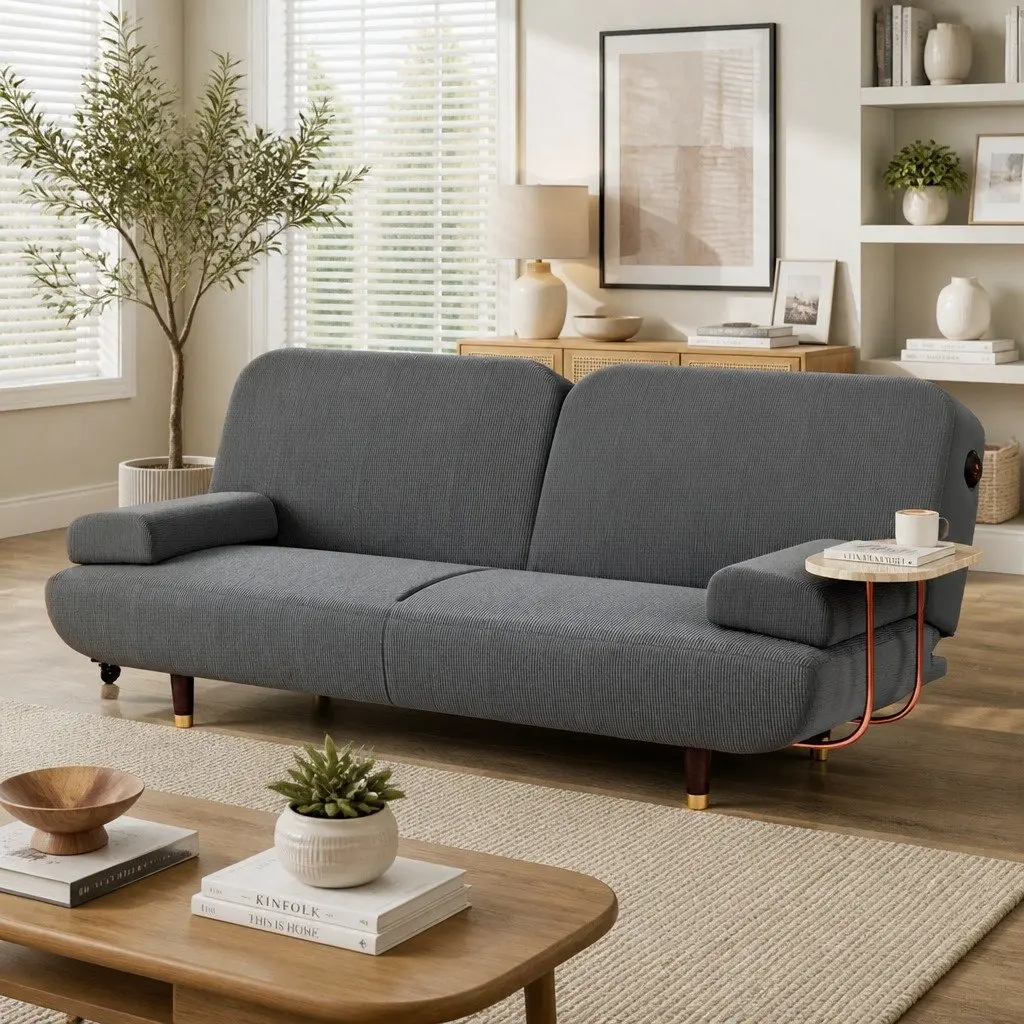 Convertible Sofa Bed with USB Charging Grey