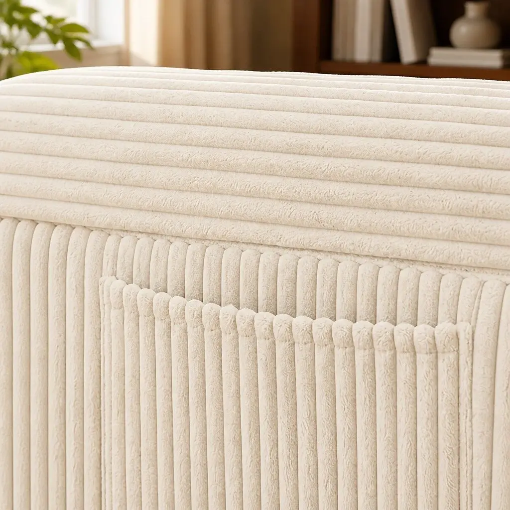 U-Shaped Modular Sofa with Beige Corduroy