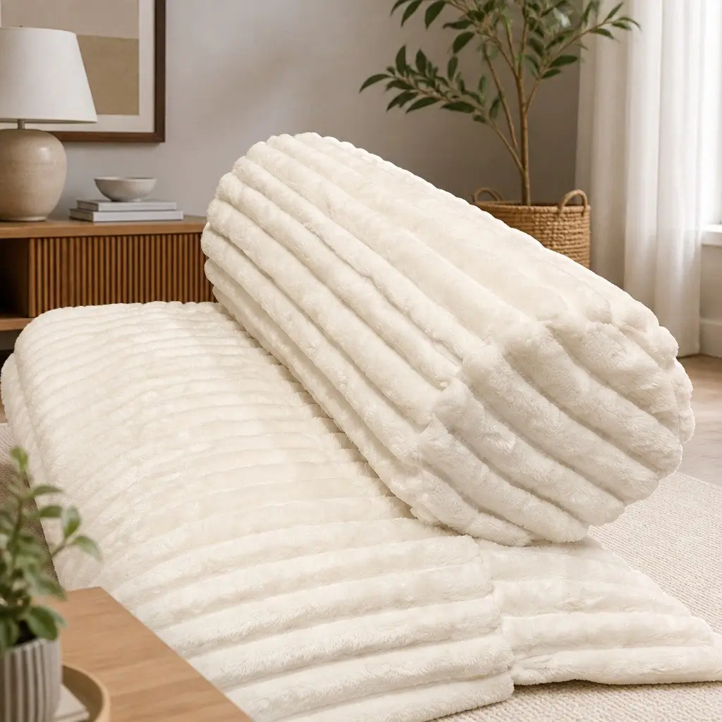 U-Shaped Modular Sofa with Beige Corduroy