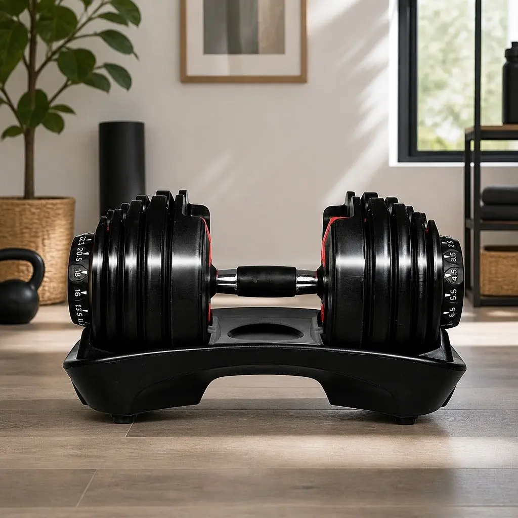 Adjustable Dumbbell Set 24kg with Quick-Dial Rack