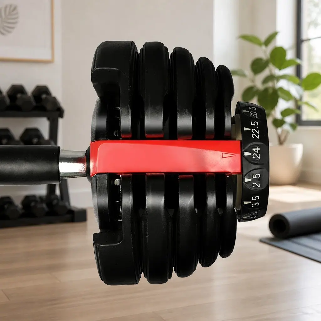Adjustable Dumbbell Set 24kg with Quick-Dial Rack
