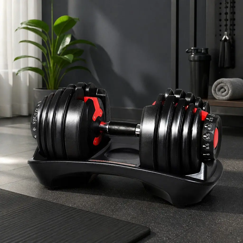 Adjustable Dumbbell Set 24kg with Quick-Dial Rack