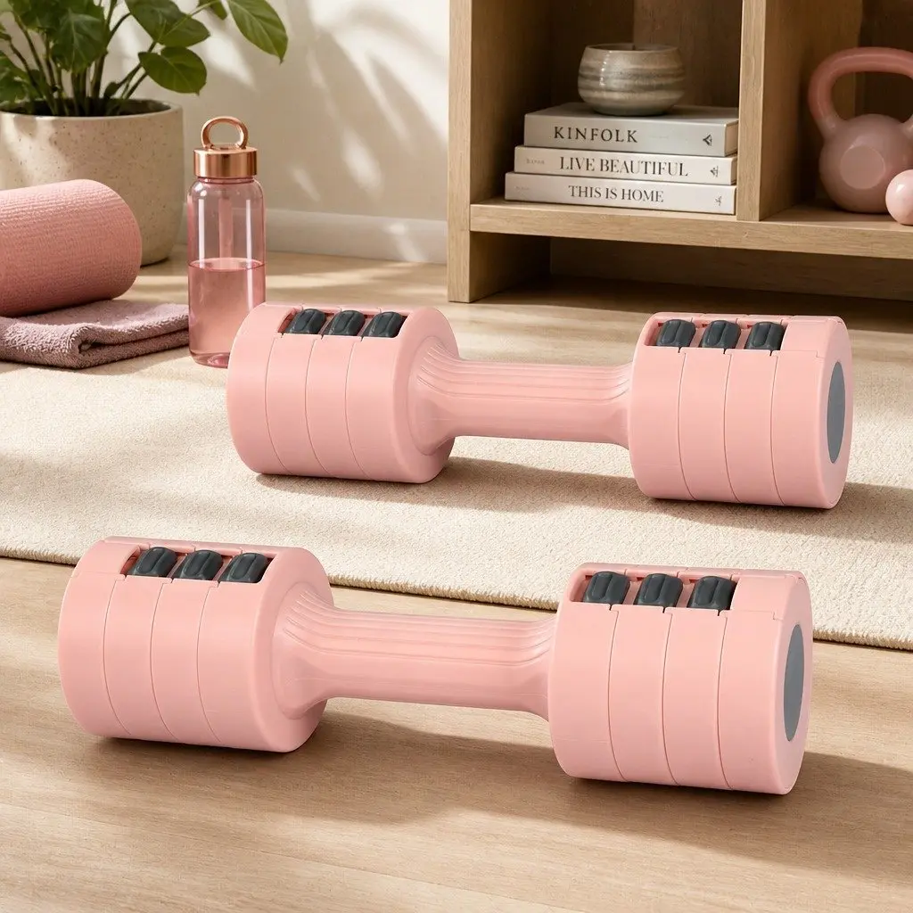 Adjustable Dumbbells Set 1kg to 5kg Pink