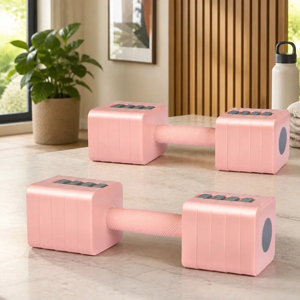 Adjustable Dumbbell Set 2x5kg Pink for Home Use