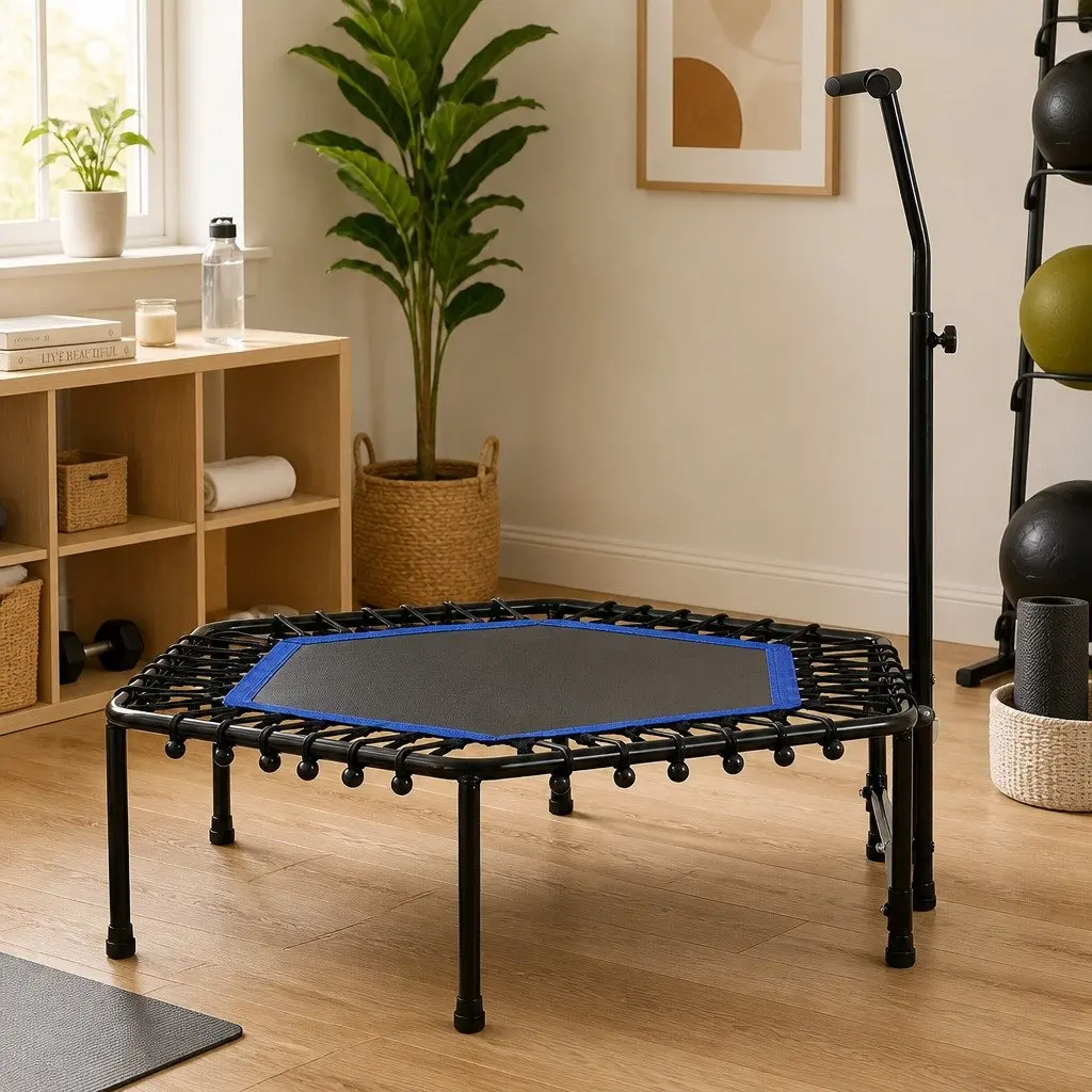 48-Inch Mini Trampoline for Adults with Adjustable Handlebar