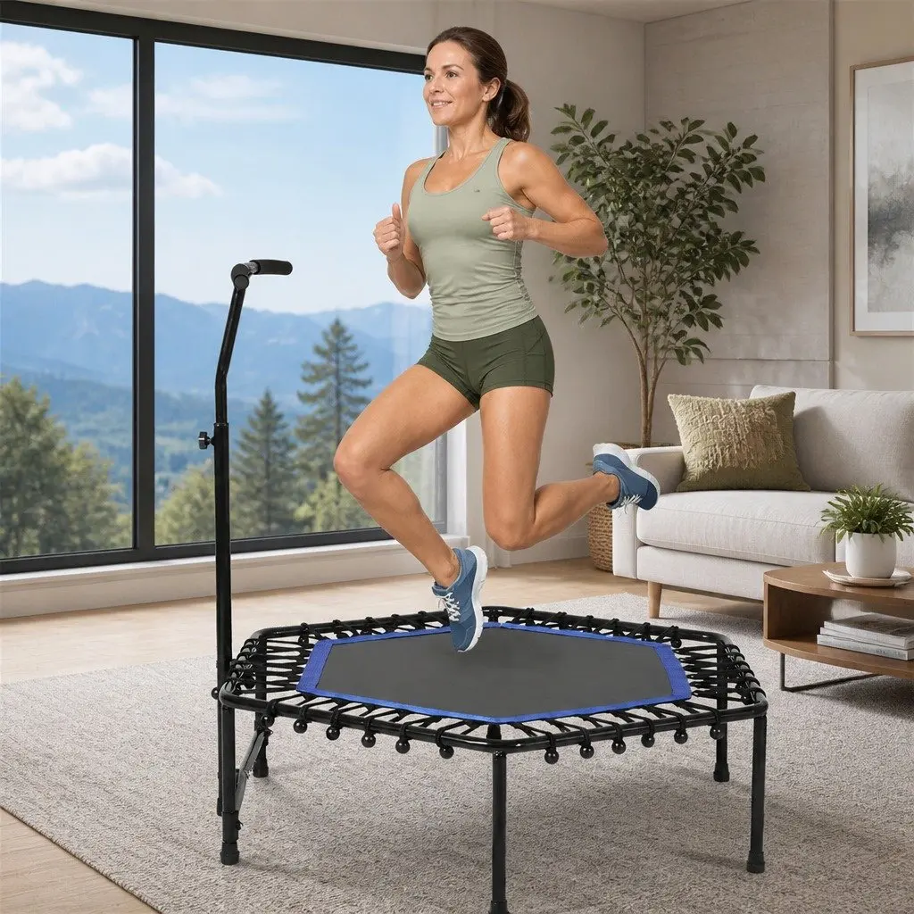 48-Inch Mini Trampoline for Adults with Adjustable Handlebar