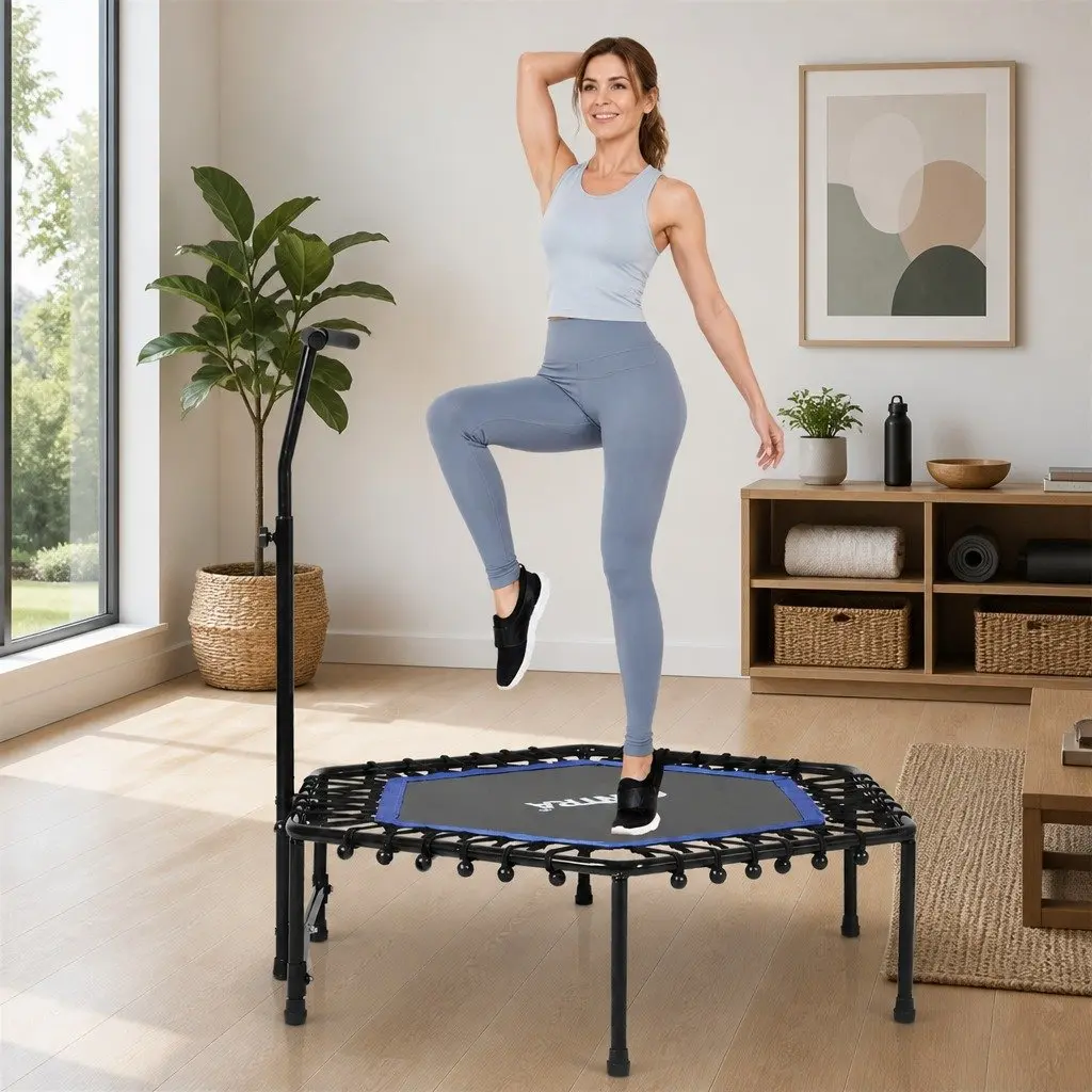 48-Inch Mini Trampoline for Adults with Adjustable Handlebar