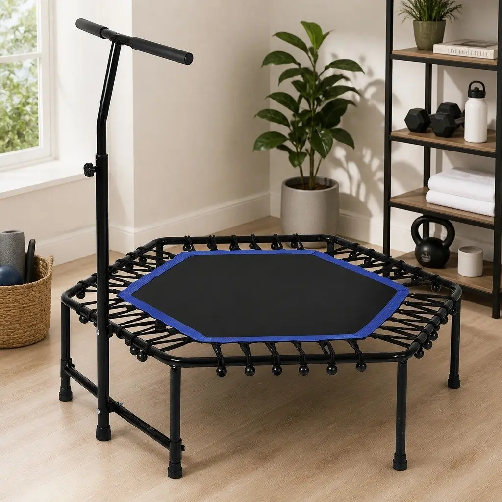 48-Inch Mini Trampoline for Adults with Adjustable Handlebar