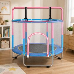 55" Kids Trampoline with Hanging Rings and Strong Frame