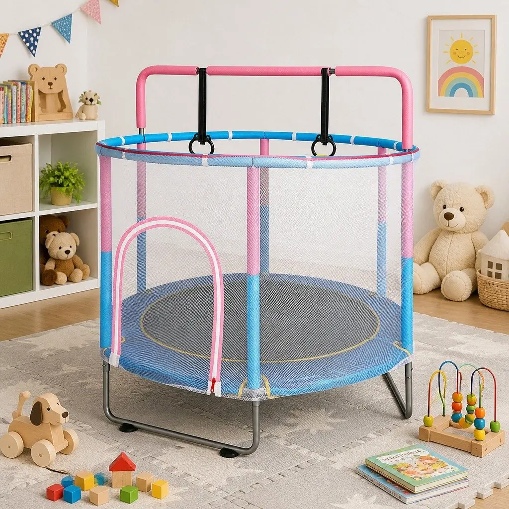 Kids Trampoline Rebounder Steel 55 Inch Pink