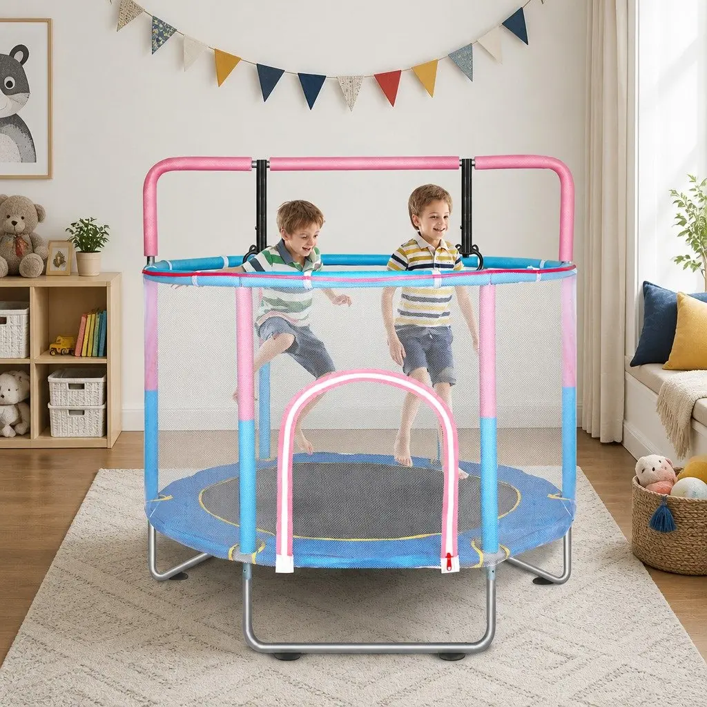 Kids Trampoline Rebounder Steel 55 Inch Pink