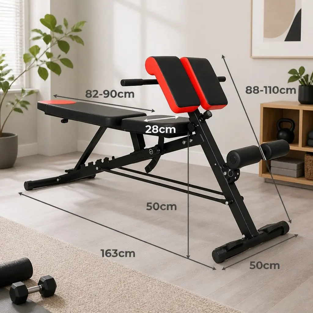Adjustable Weight Bench Steel 163cm x 50cm Black and Red