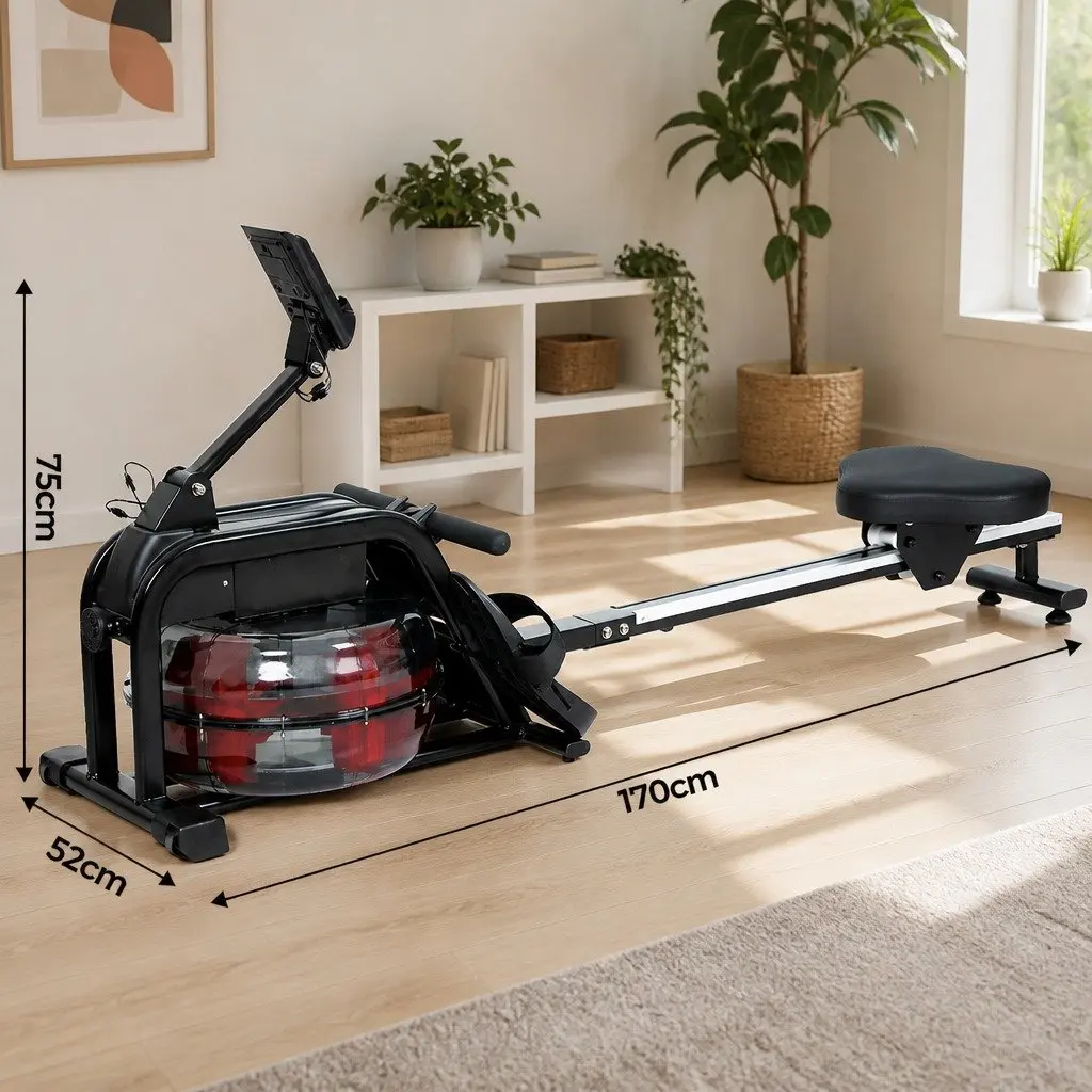 Water Rowing Machine Steel 170cm x 52cm x 75cm Black Red