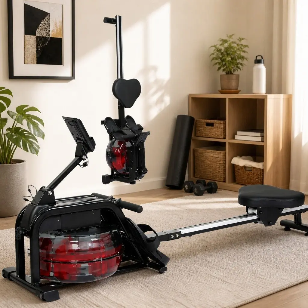 Water Rowing Machine Steel 170cm x 52cm x 75cm Black Red
