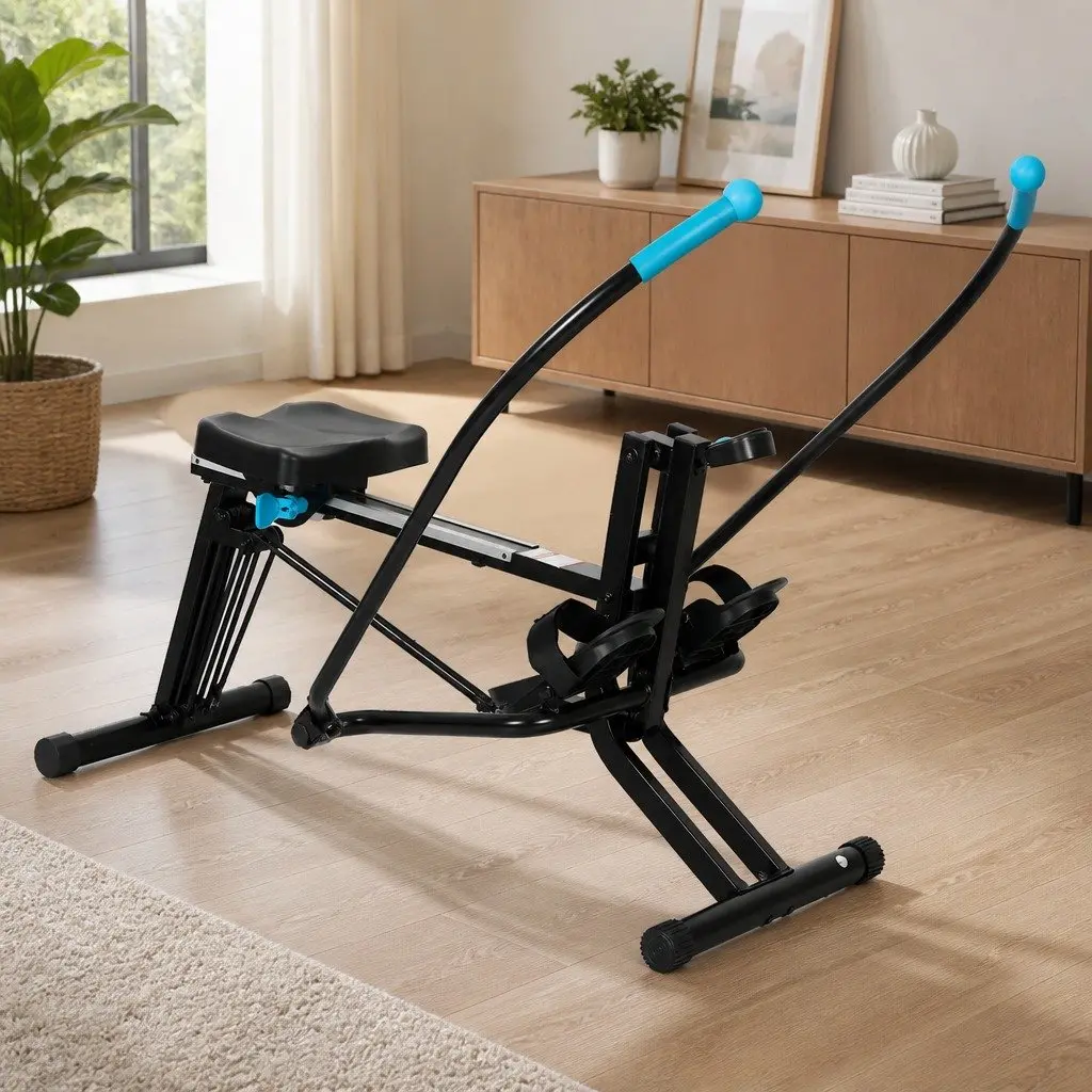 2-in-1 Rowing Machine Leg Press Home Gym Strength Training Full Body Workout