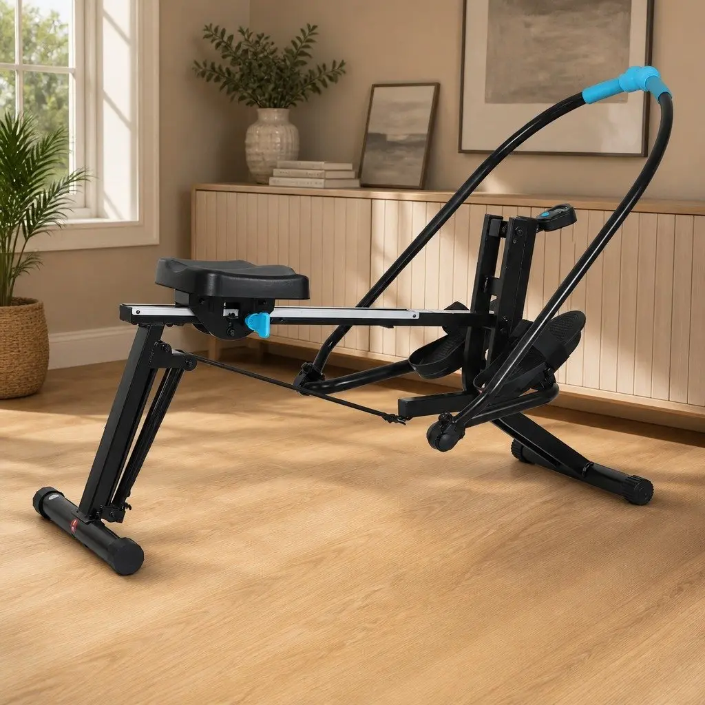 2-in-1 Rowing Machine Leg Press Home Gym Strength Training Full Body Workout