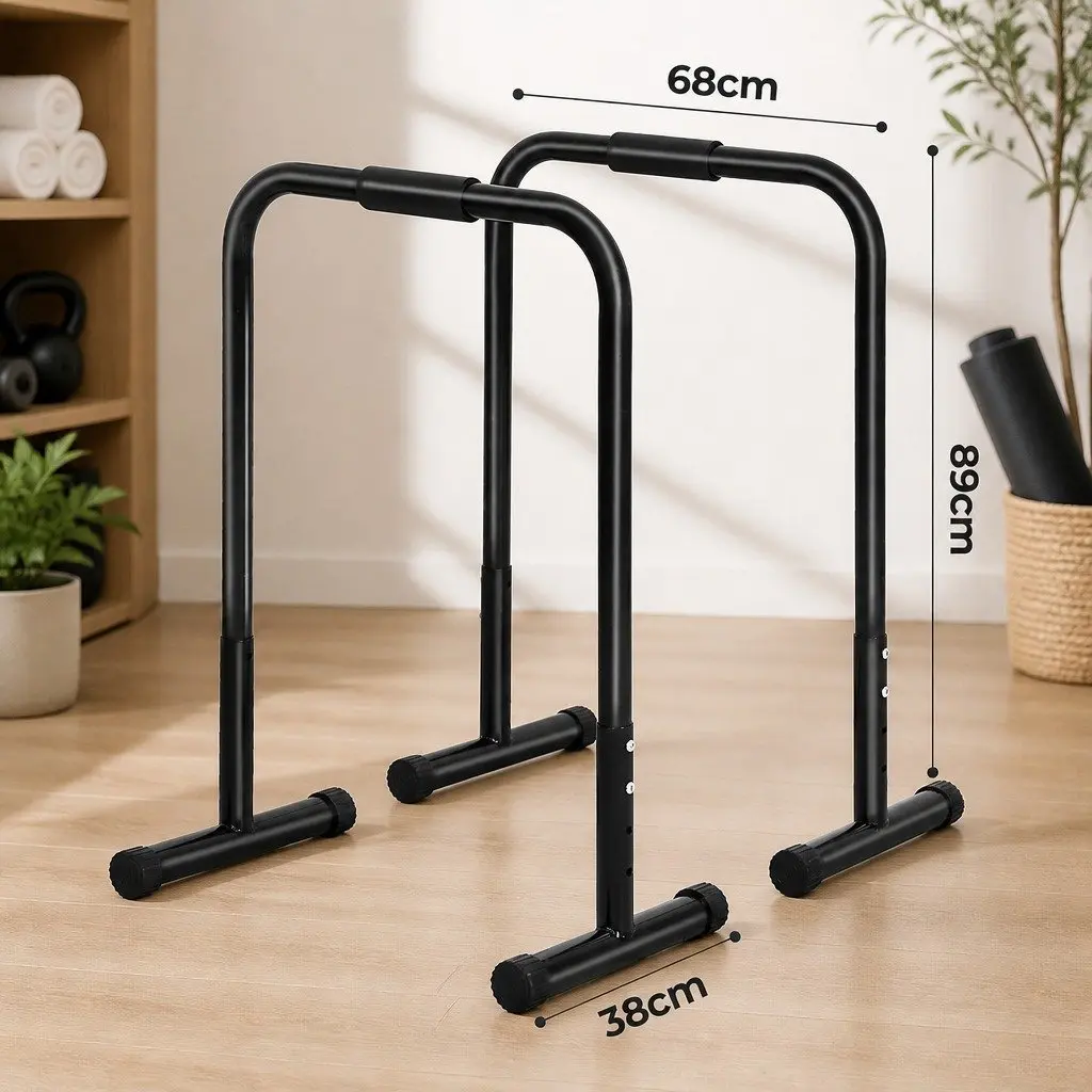 Parallel Dip Bar Station Steel Tube Adjustable Height Black