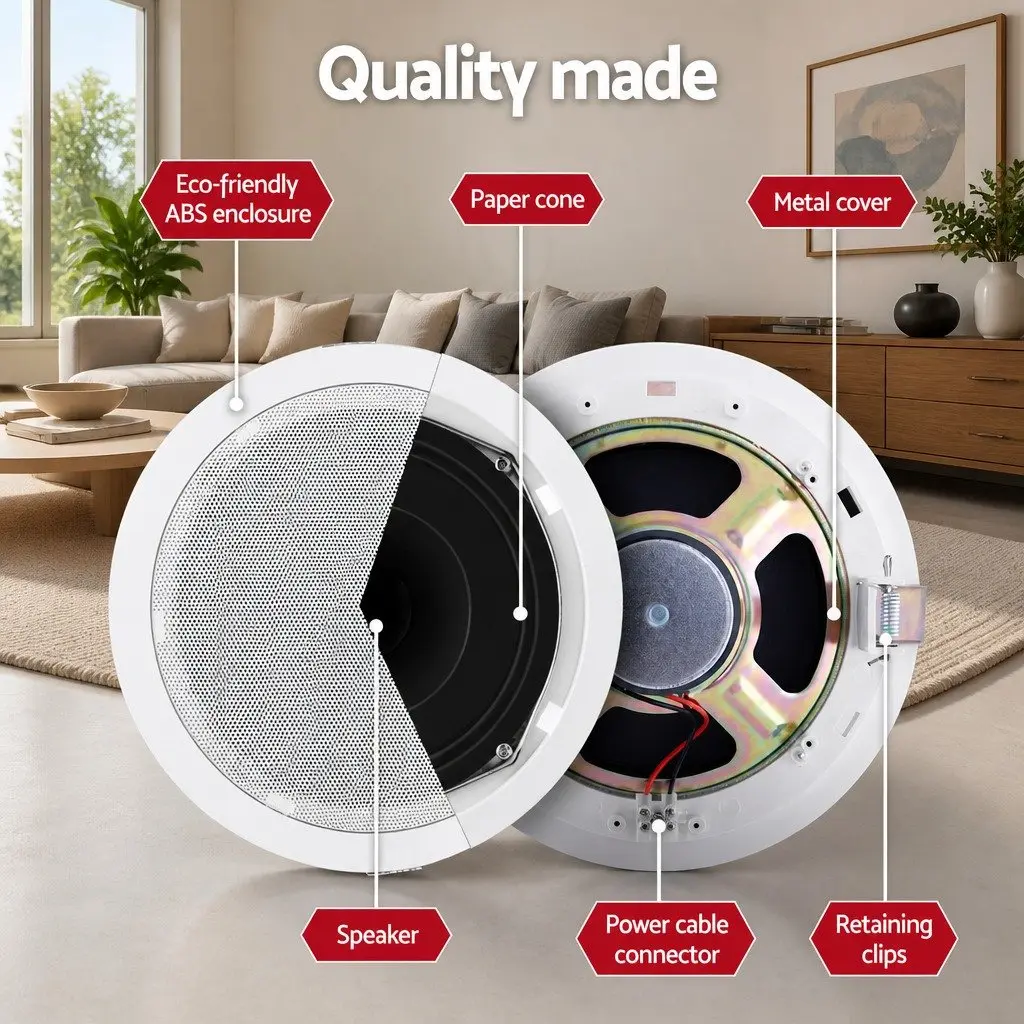 6 Inch Ceiling Speakers ABS White 4pcs