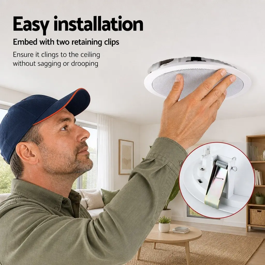 6 Inch In-Ceiling Speaker ABS 80W White Pair
