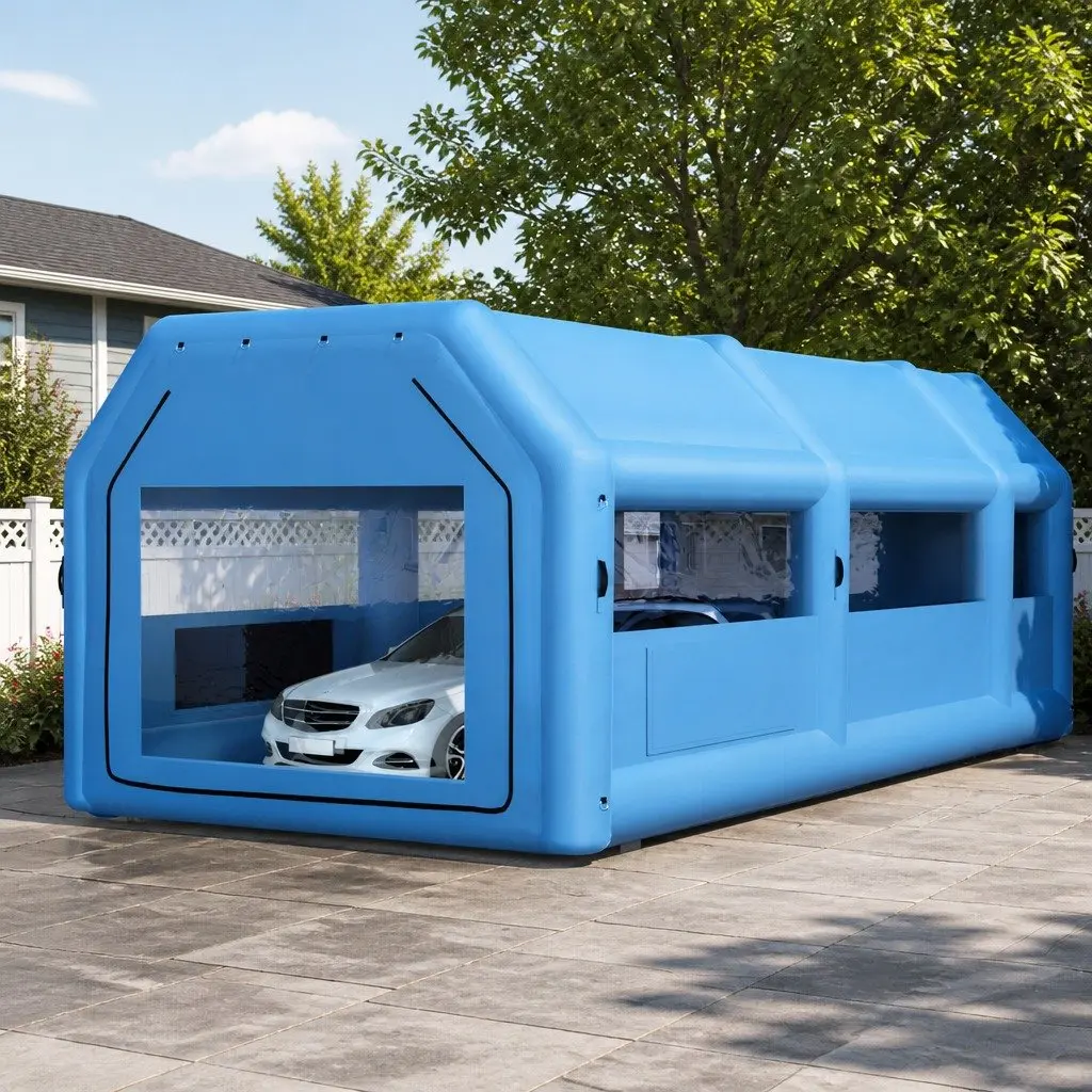 Inflatable Spray Paint Booth Tent 201D Oxford Fabric 10x5x3.5m Navy Blue