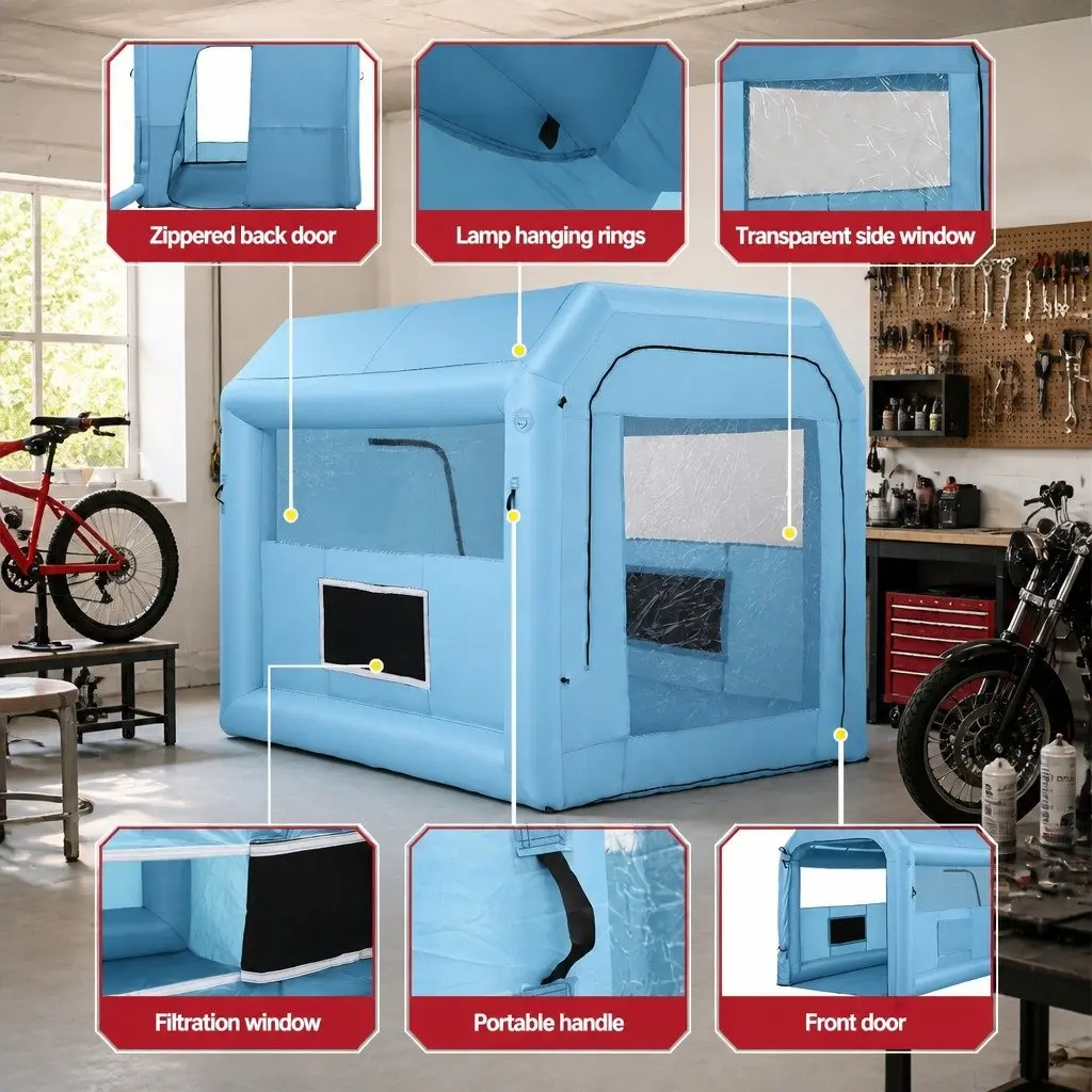 Inflatable Paint Booth Oxford Fabric PVC 2.5x2.5x3M Blue