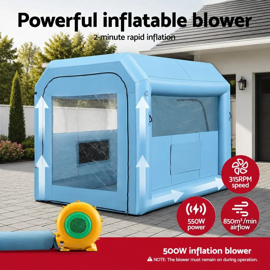 Inflatable Paint Booth Oxford Fabric PVC 2.5x2.5x3M Blue