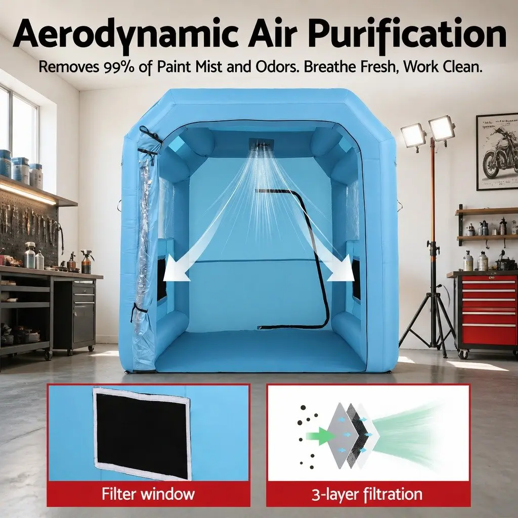 Inflatable Paint Booth Oxford Fabric PVC 2.5x2.5x3M Blue