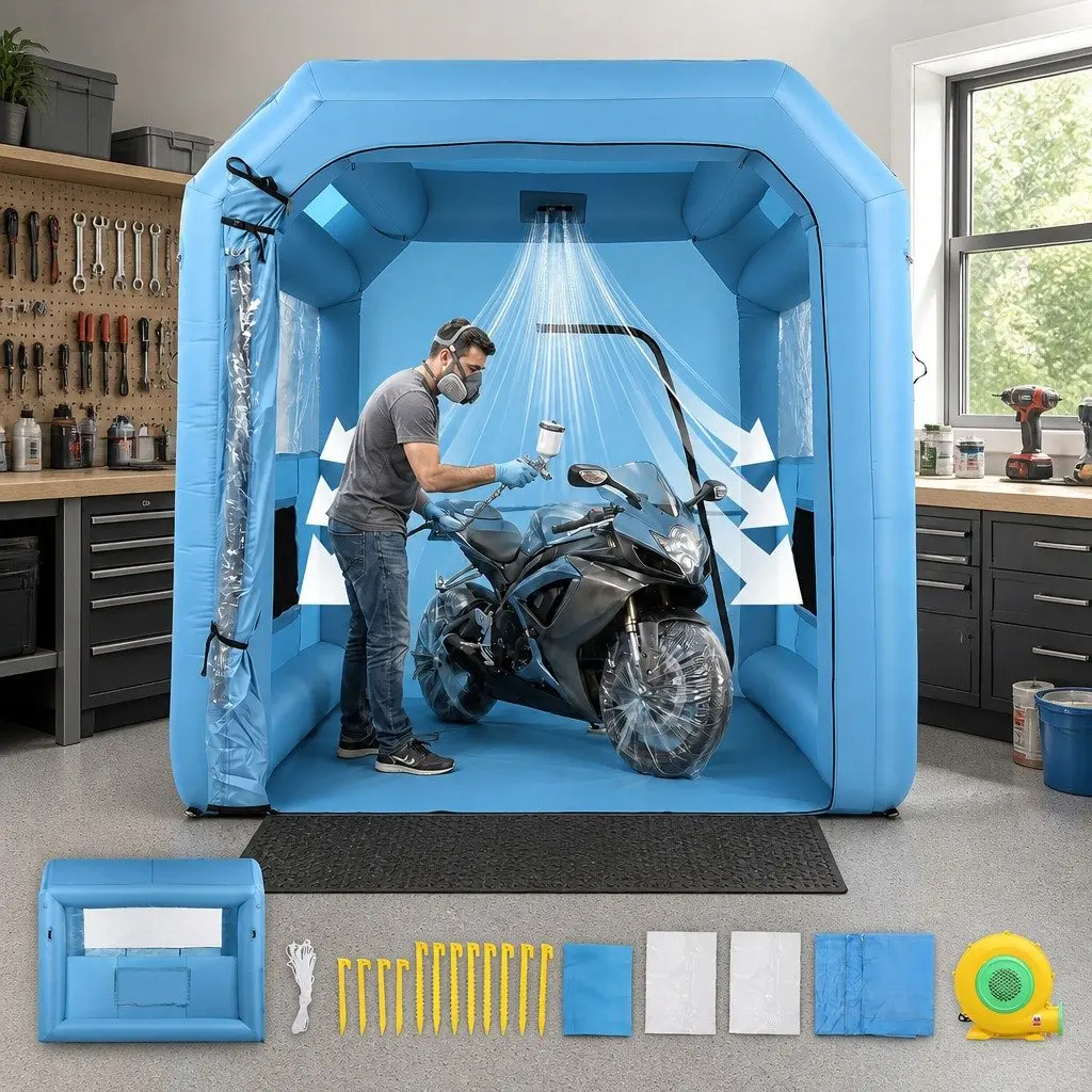 Inflatable Paint Booth Oxford Fabric PVC 2.5x2.5x3M Blue