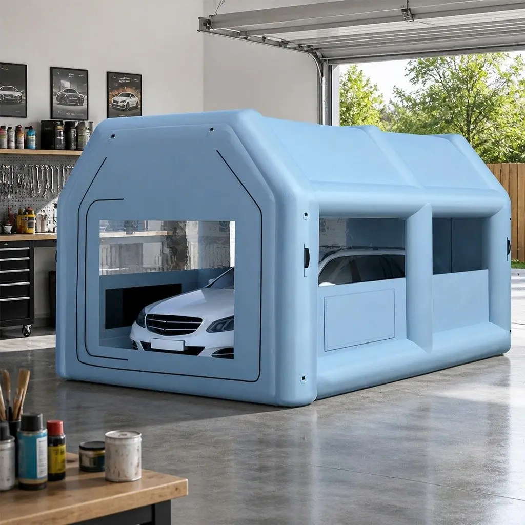 Inflatable Spray Paint Booth 4x3m 201D Oxford Fabric Blue