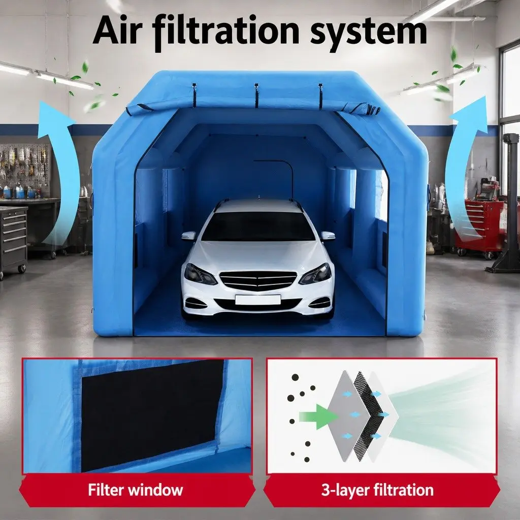 Inflatable Paint Booth 201D Oxford Cloth 8.5x4.8m Navy Blue