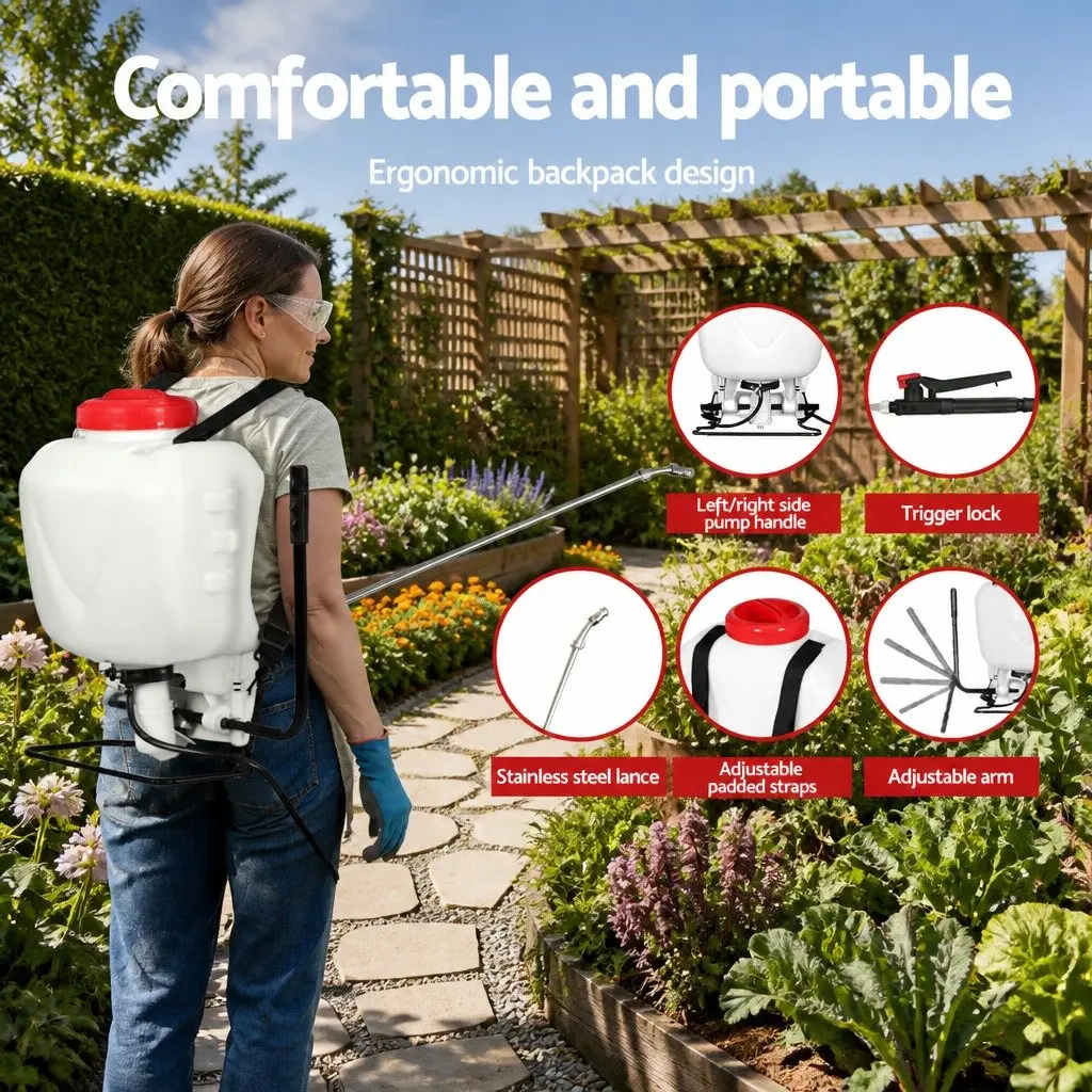 Backpack Sprayer Stainless Steel 15L White and Red