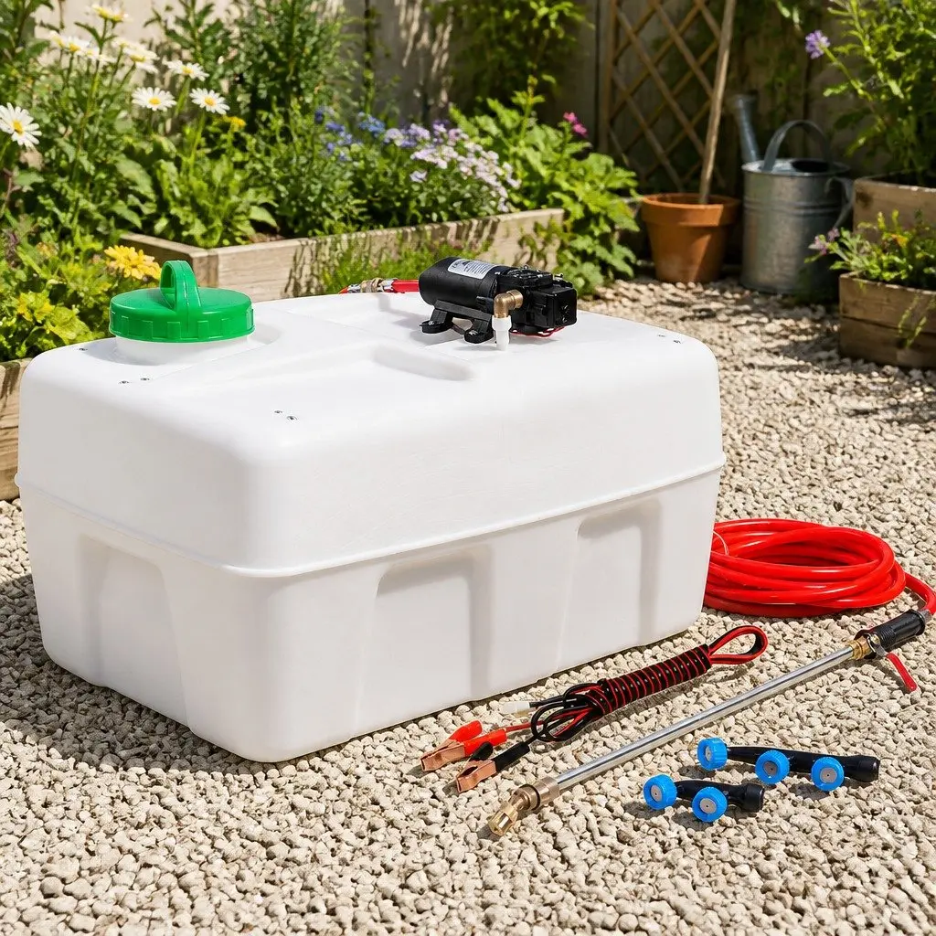 50L Weed Sprayer 12V Electric Tank Black with 3 Nozzles Hose