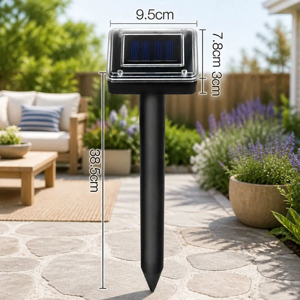 Snake Repellent Set Solar Powered Ultrasonic 6 Piece Black