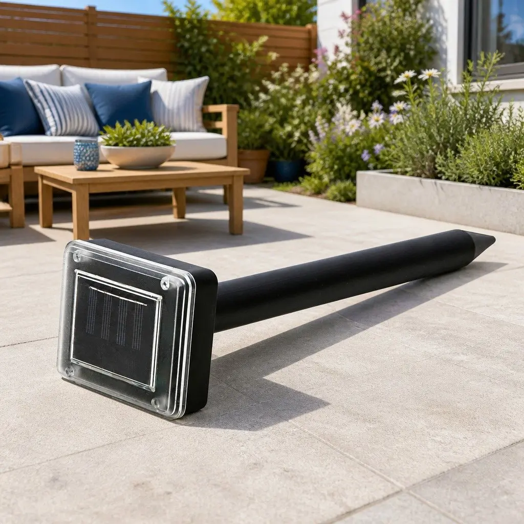 Snake Repellent Set Solar Powered Ultrasonic 6 Piece Black