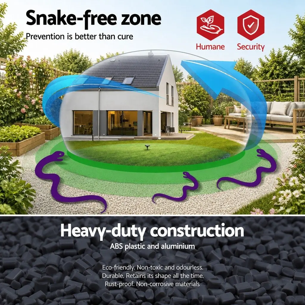 Solar LED Snake Repeller Heavy Duty ABS Plastic 20 Piece Black